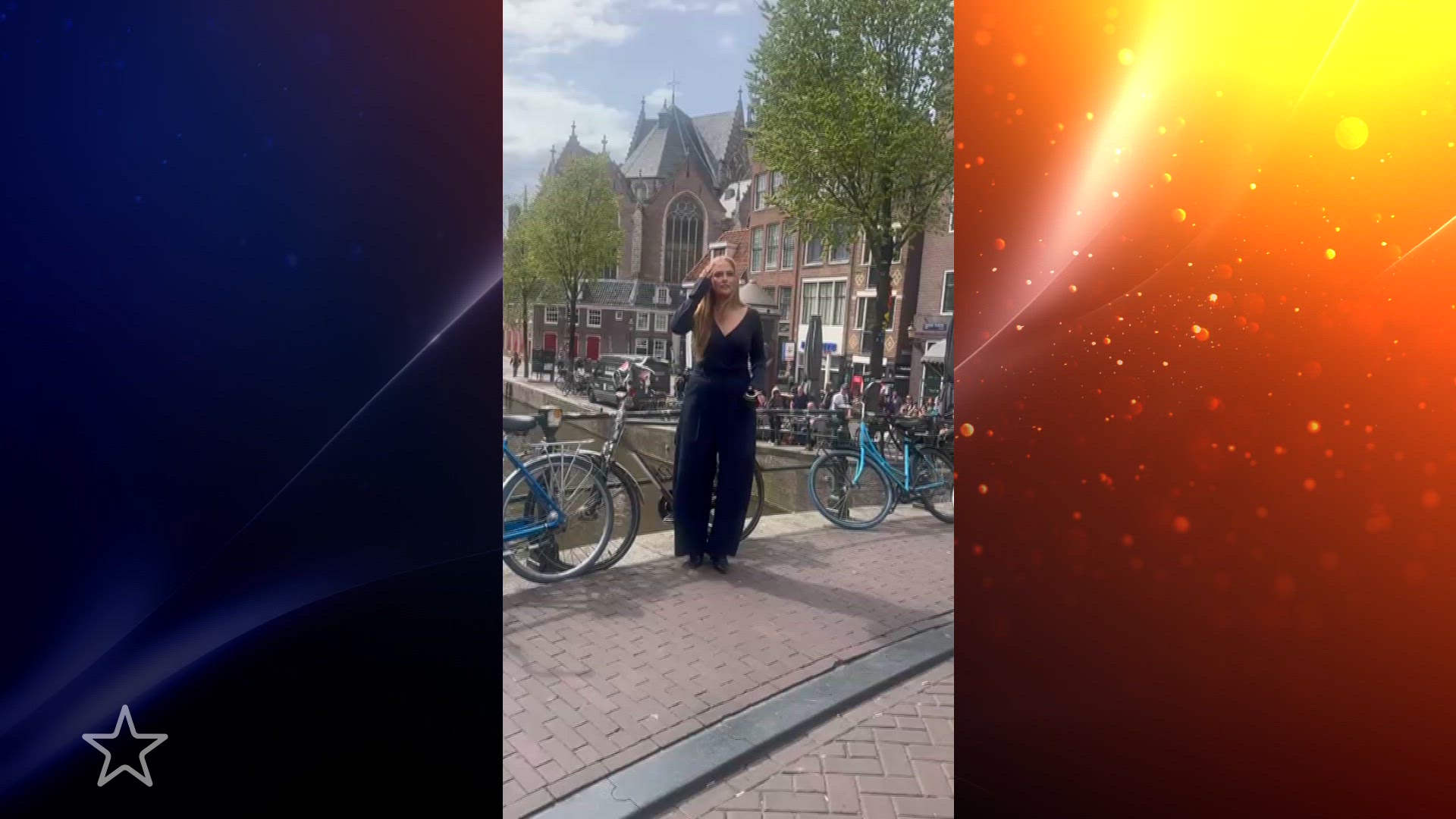 Prinses Amalia poseert op de Amsterdamse Wallen