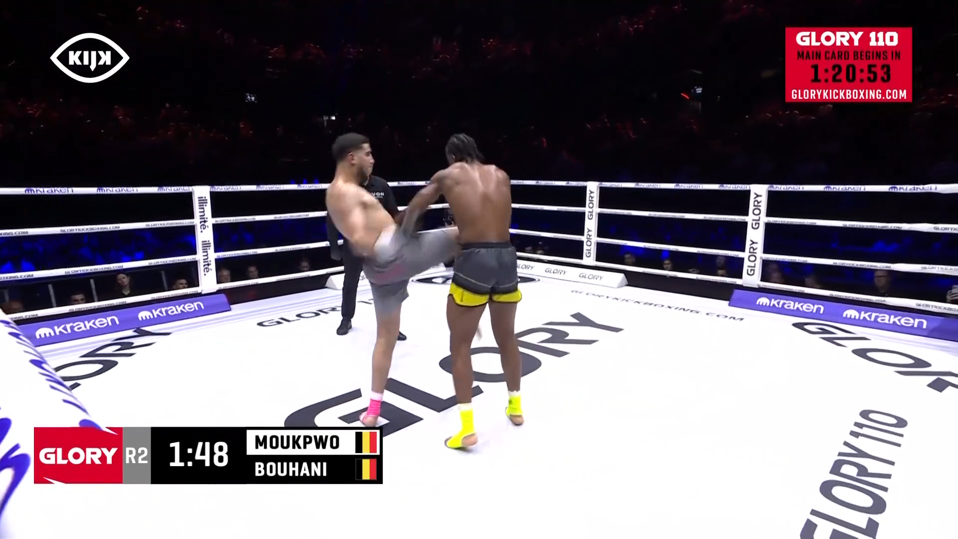 GLORY 110 | Bouhanni deelt knockdown met knie uit aan Moukpwo!