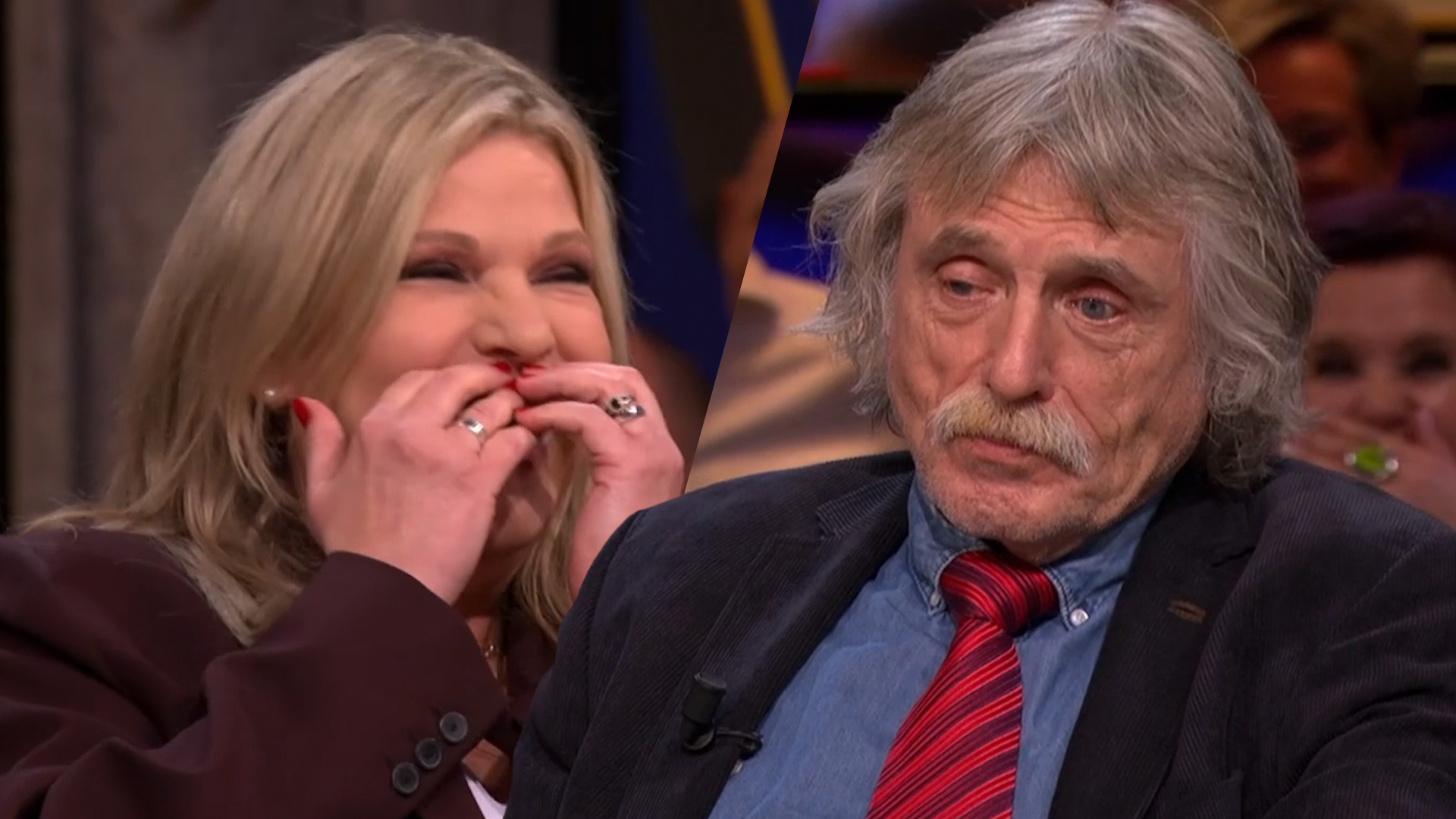 Johan Derksen na bloedserieuze analyse van Tina Nijkamp: 'Aldus Tina Knakworst!'