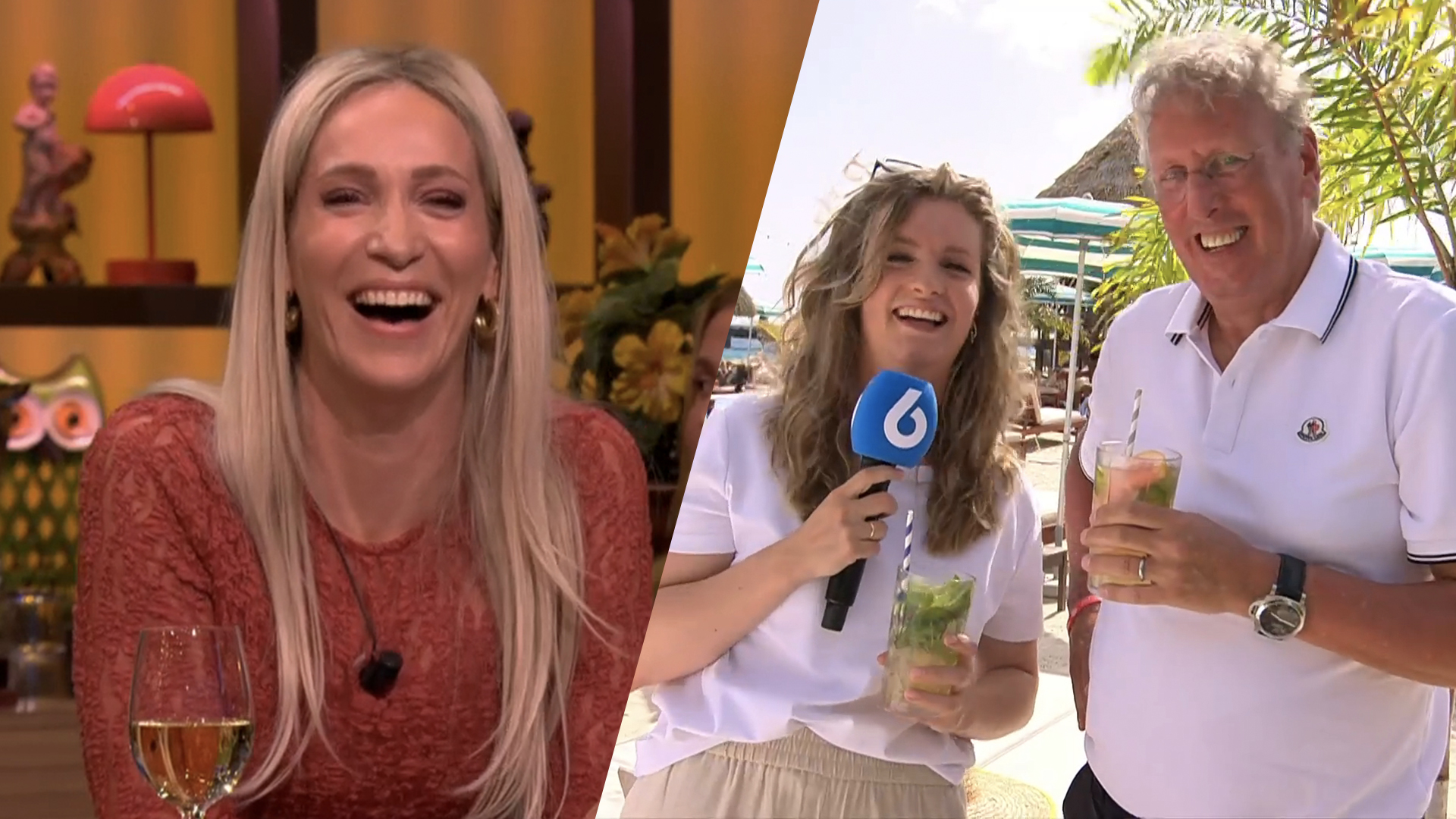 Merel Ek in videocall met Chris Woerts op Curaçao: 'Ik krijg op mijn flikker als ik dit laat zien!'